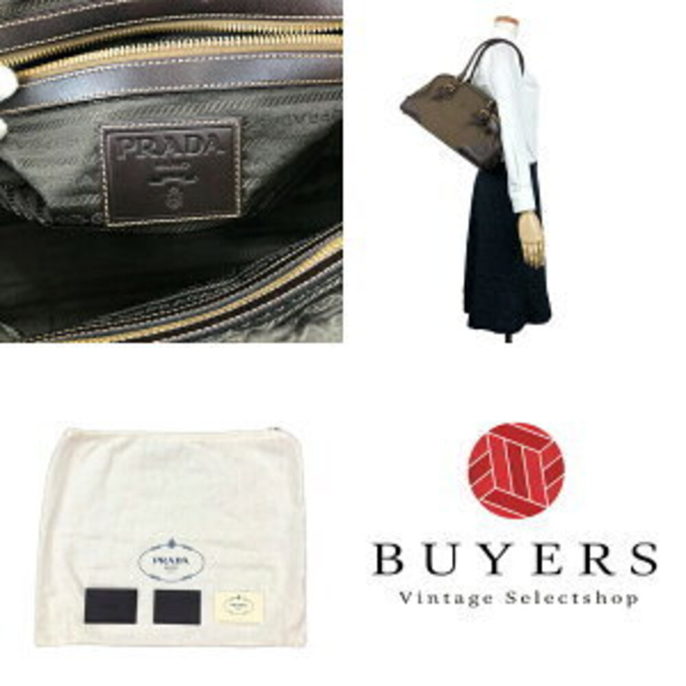 Prada canvas jacquard plate leather Black logo handbag - Picture 9 of 10